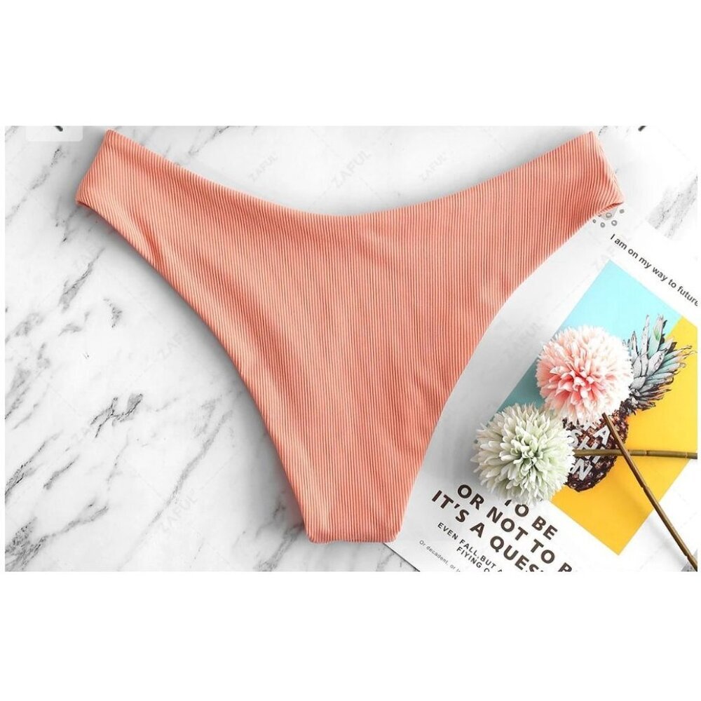 ZAFUL Pink/Orange Ribbed Bikini Bottoms - Size M (6), NWOT - Picture 2 of 7